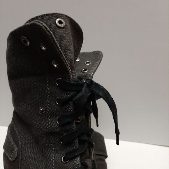 ALDO Canvas Lace-Up High Heel Fold-Over Ankle Boots Sz 8 - 8.5 - Picture 13 of 15